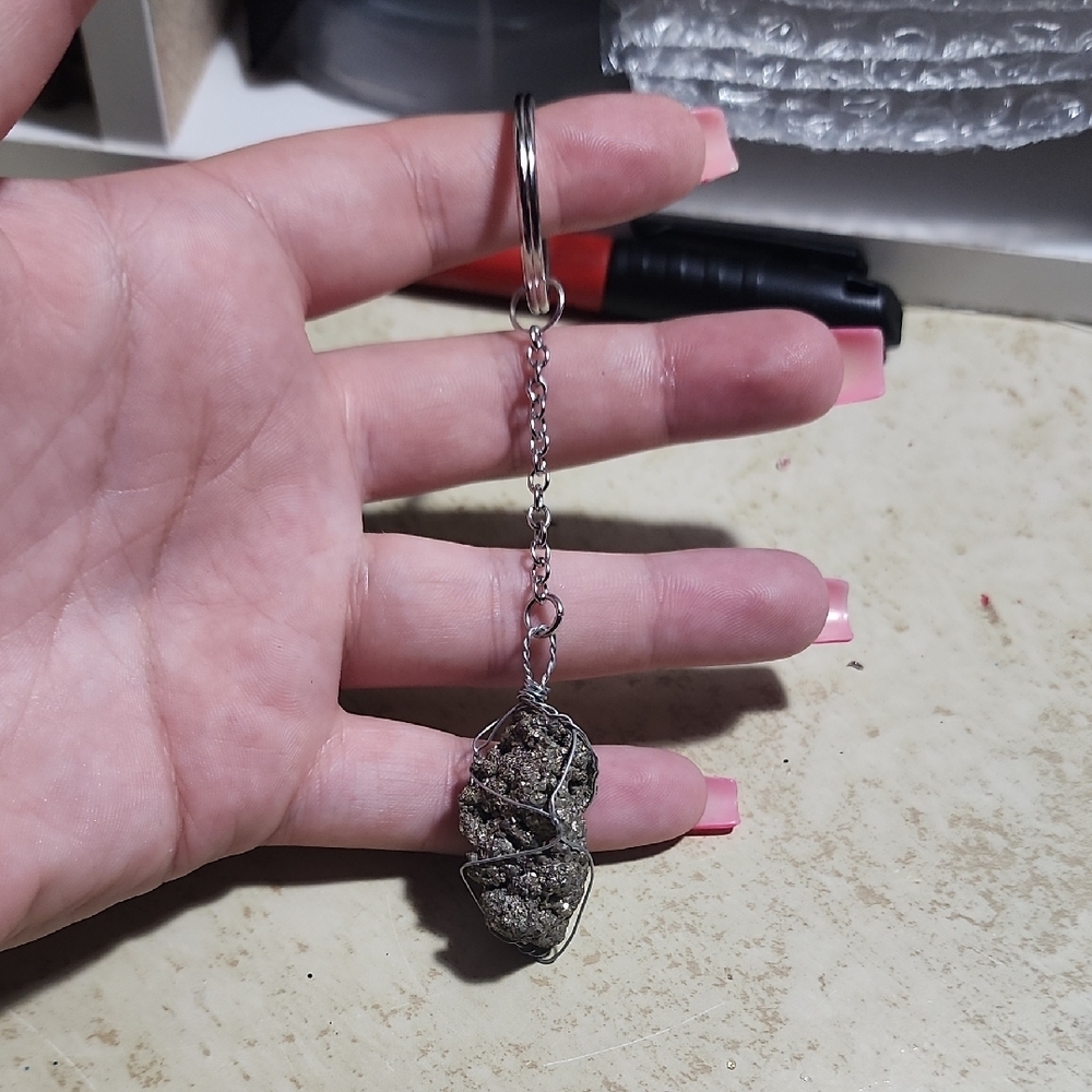 handwrapped stone keychains